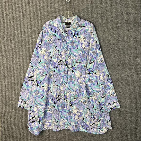 Maggie Barnes Tops - Maggie Barnes Womens Retro Floral Tunic Blouse Size 5X Button Front Artsy Boho